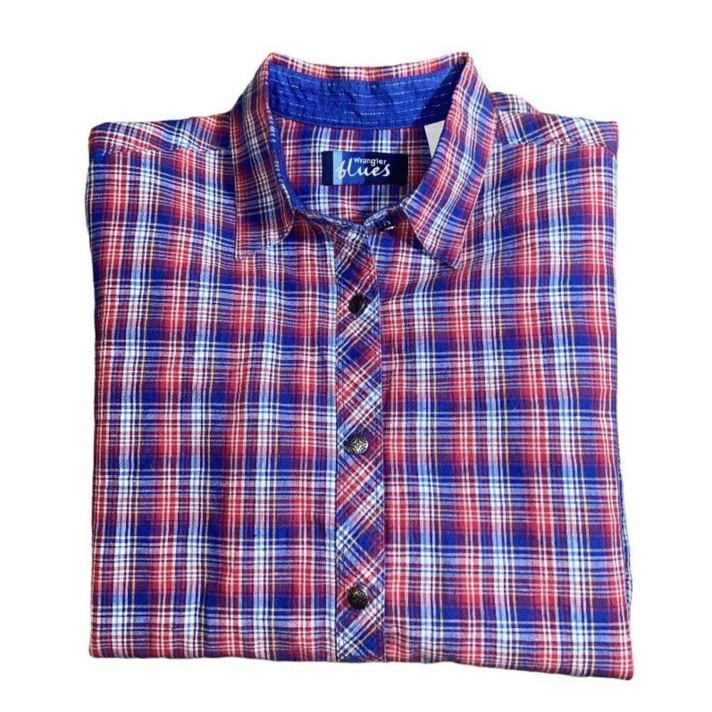 Wrangler Blues Women’s Western Shirt Plaid Button Down Small NWT Flannel